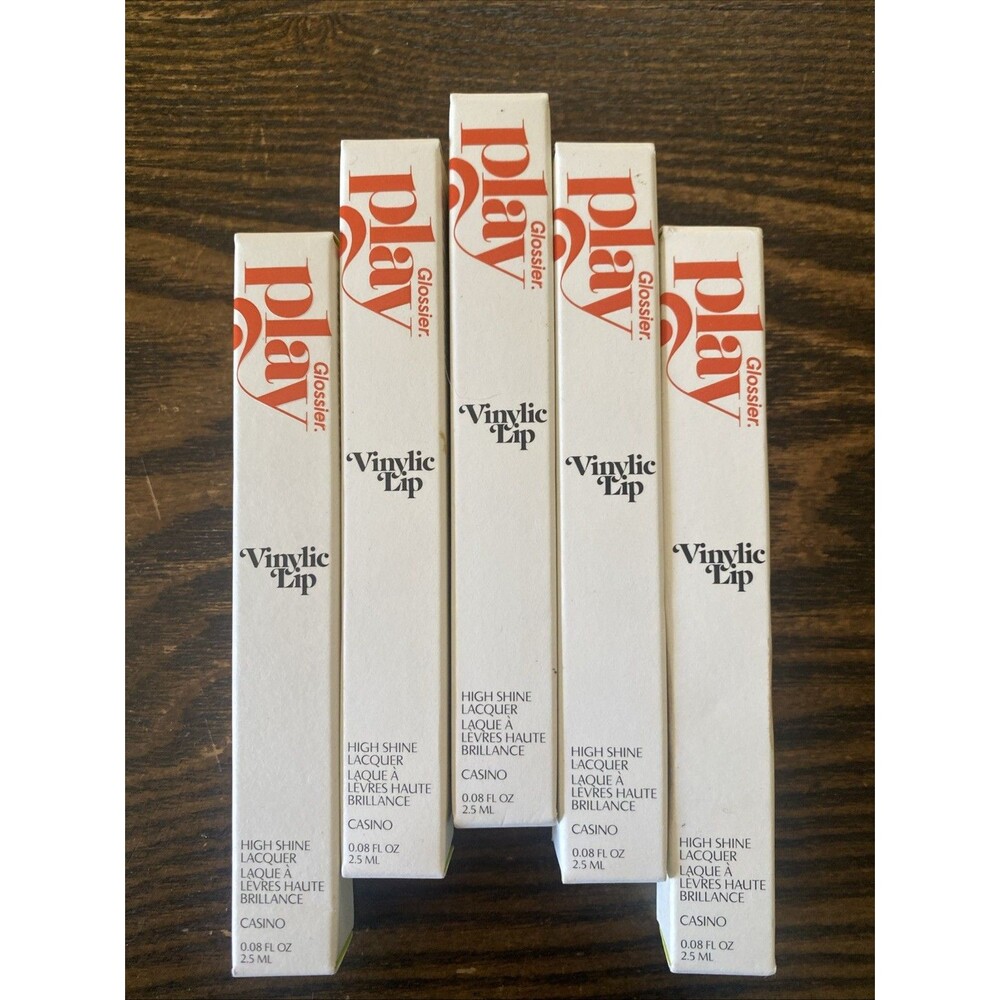 5 Glossier Play Vinylic Lip High Shine Lacquer in Casino NIB Lot Discontinued